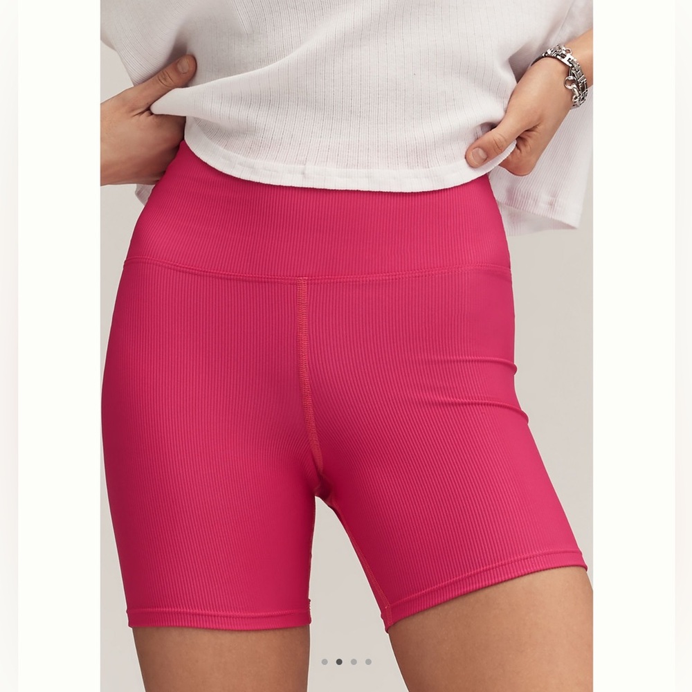 Beach Riot Biker Shorts Ribbed Athletic New Bright Pink Small Anthropologie